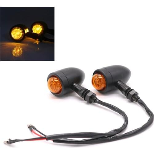 2pcs Motorcycle Turn Signal Light Bullet For Harley Black Bullet Turn Signals Moto For Chopper Cafe Racer Yamaha Suzuki Kawasaki