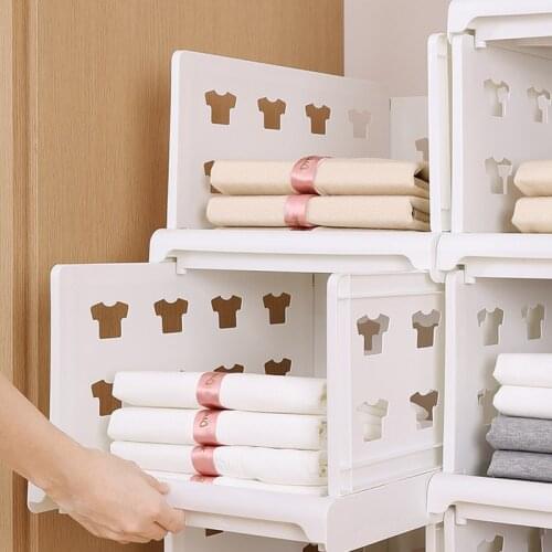 Foldable Drawer Storage Box Wardrobe Clothes Storage Layered Partition Racks Kitchen Living Room Organize Storage Baskets
