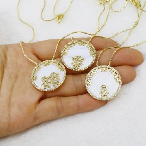 5 Pcs Zircon Boy and Girls Pendant necklace jewelry accessories Round pendant Jewelry Necklace New design 51620