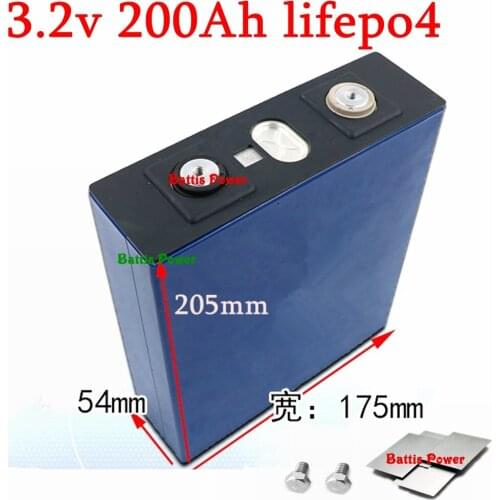 8pcs rechargeable 3.2V 200Ah Lifepo4 lithium battery 2C discharge for 12v 24v RV electric car buses mortorcycle battery pack diy