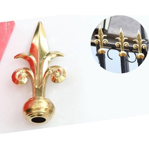 Freeshipping 190mm Gold Color Decoration Handrail Armrest Stair Fence Gate Door Top Tip With Base Parts Head for Outdoor