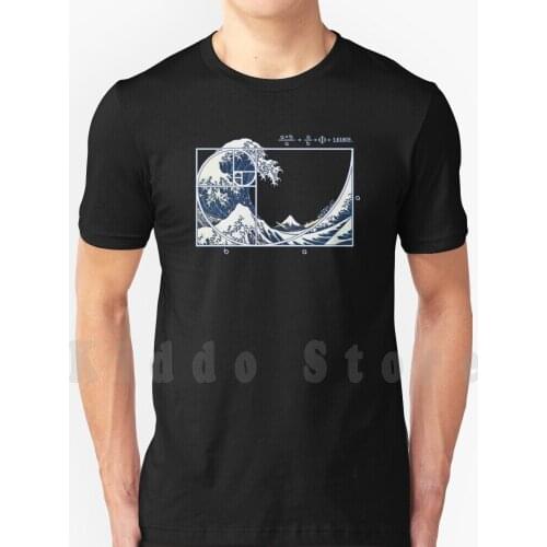 The Great Fibonacci Wave T Shirt Diy Big Size 100% Cotton Fibonacci Golden Ratio Sacred Geometric Geometric Spiral Numbers