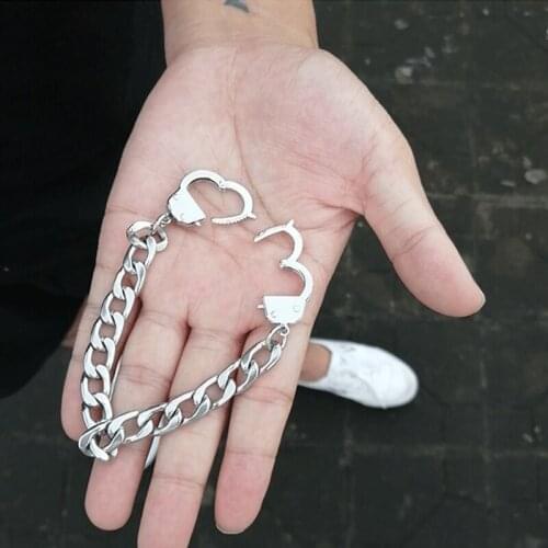 Handcuffs bracelet men stainless steel gifts man accessories chain Steel bracelet statement hip hop pandora charm gold bracelet