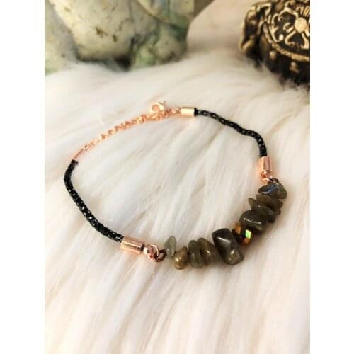 Dr Stone Natural Stone Women Labrodorit and Crystal Stone Bracelet NRS87 372888539