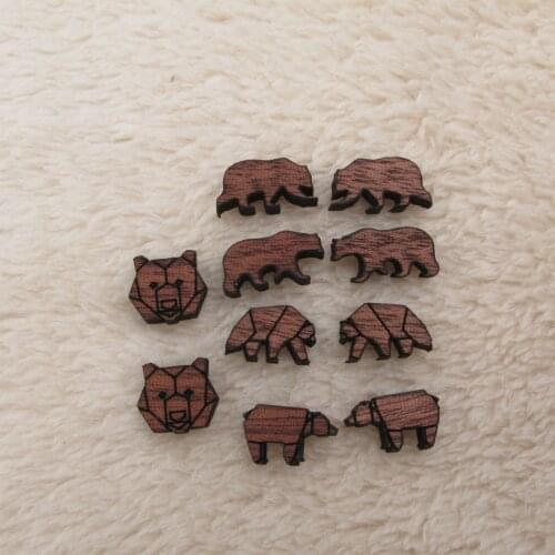 Mini Wooden Cabochon Laser Cut Animal Bear Wood Items For Earring Stud Making Jewerly Supplies