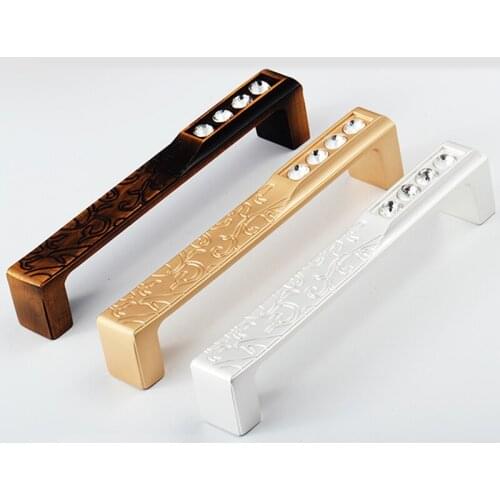 European carved wardrobe handle Diamond lengthened dresser handle Rural closet pulls Bookcase cabinet knob drawer door knob224mm