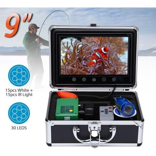 Eyoyo Double Lamp 30 LEDs 9" Inch 15M 1000TVL Fish Finder Underwater Fishing Camera 15pcs White LEDs + 15pcs IR LED