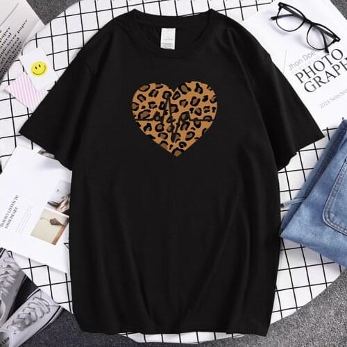 Leopard Heart Cartoon Tee Shirt Printing Men Harajuku Vintage T-Shirt For Men Oversize Fashion Streetwear Gym Clothing 2021