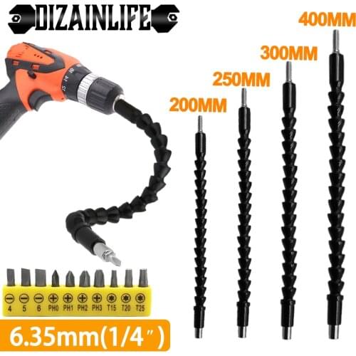 Flexible Shaft Screwdriver Extension Drill Bit Holder 1/4" Hex Shank Flexible Connecting Link for Electronic Drill Power Tool