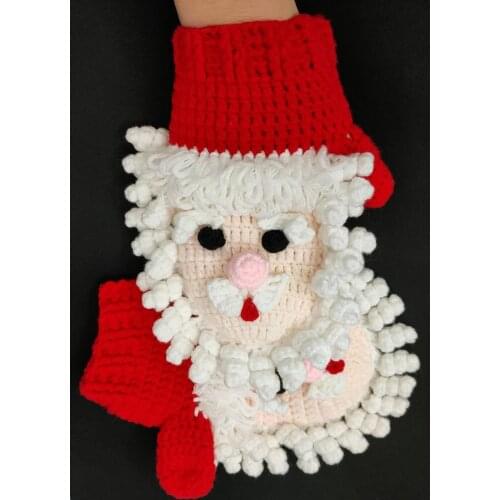 Finished Unfinished Handmade Crocheted Handmade Christmas Wool Gloves Material Knitting Yarn DIY Lovely Santa Gifts Knitting