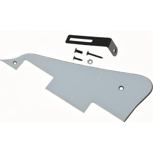 KAISH White 3 Ply LP Guitar Pickguard Scratch Plate with Black Bracket Fits For Les Paul