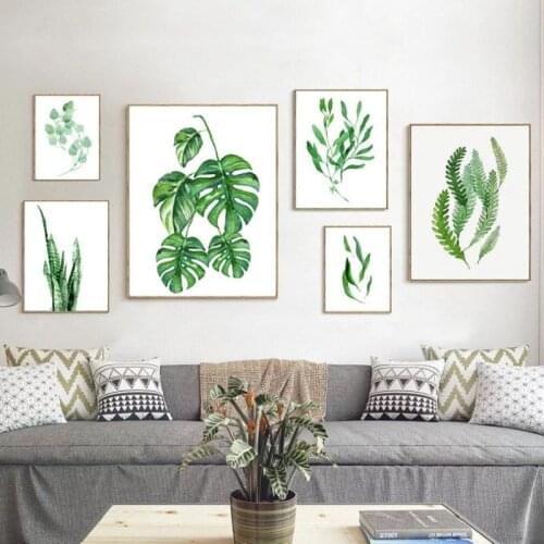 Nordic Canvas Paintings Printed Poster Tropical Green Plants Small Fresh Modern Ins Style Living Room Bedroom Wall Decor