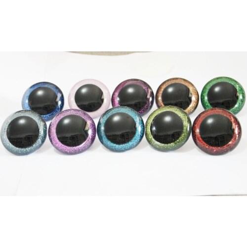 20pcs/lot-30mm/40mm /50mm big size round clear toy safety eyes + glitter fabric + hard washers for diy doll--size color option