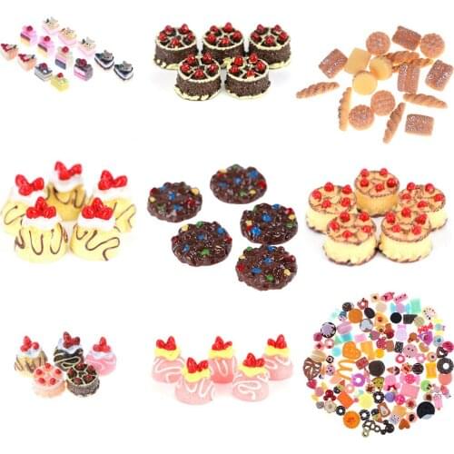 5/6/10pcs/set Simulation Mini Resin Cake Dollhouse Miniature Food Scene Model DIY Doll House Accessories Resin Cake Model
