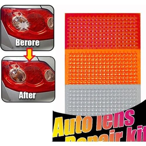 DIY Grid Pattern Auto Lens Repair Kit Quick Fix A Cracked Broken Tail Light Smooth Surface Polish Red Amber Clear Color