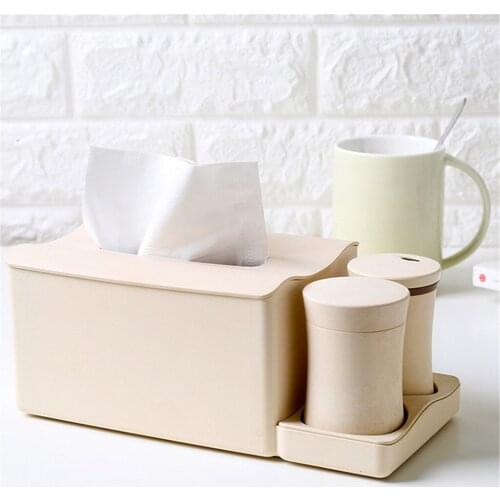 Desktop Finishing Tissue Box Paper Tissue Box With Cotton Swab Toothpick Set Creative Pumping Box Napkin Tissue Holder Table