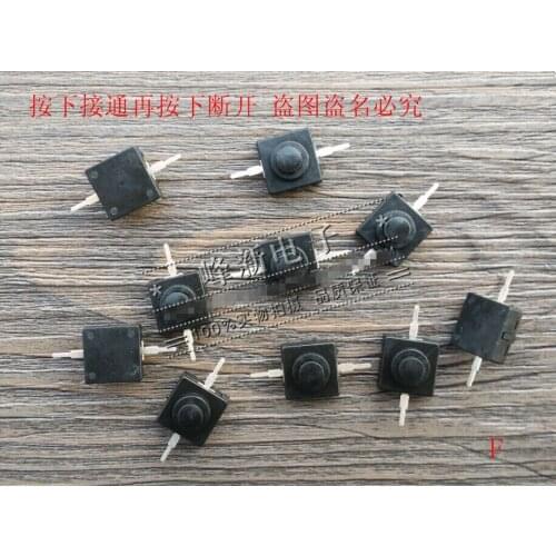 Original new 100% import shrapnel mini button self-locking switch 2pin lock key switch DIY power locked 12*12 12*12*9