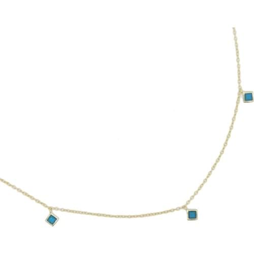 Newest Square enamel charm Pendant Necklace for Women Short Sweet Statement Necklace Gift 925 Sterling Silver Jewelry