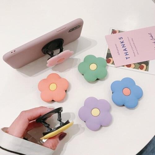 Mini Simple Silicone Small Flower Folding Lazy Phone Ring Stand Desk Holder Mobile Phone Holder Pink/ Purple/ Yellow