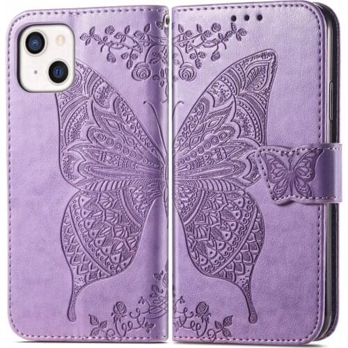 Embossed Butterfly PU Leather Case For Iphone 13 Pro Max Case Phone Cover Wallet Card Pocket Leather Case Iphone13Pro Funda