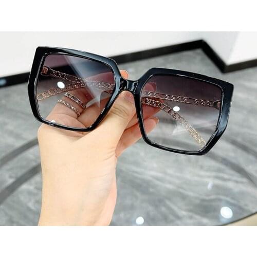 Sunglasses For Women trending Luxury Brand Chic Chain Vintage Alloy Irregular Square Sun Glasses Female Elegant Gradient Shades