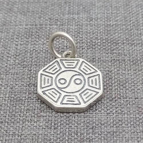 2 Pieces 925 Sterling Silver Oxidized Tai Chi Charms Feng Shui TaiChi Pendants
