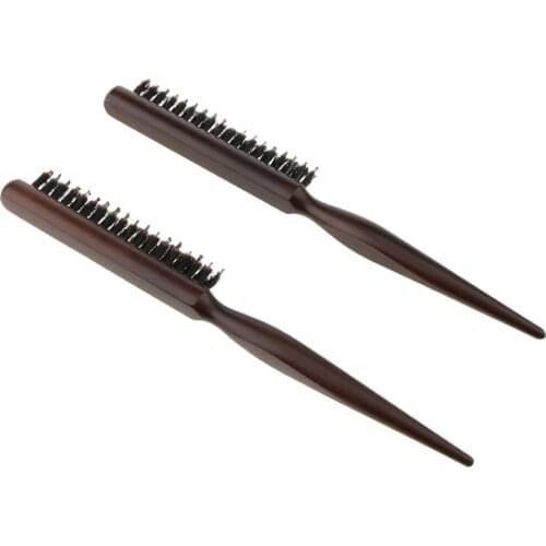 2Pcs Professional Back Combing Teasing Brush Untangle Smooth Wooden Brush