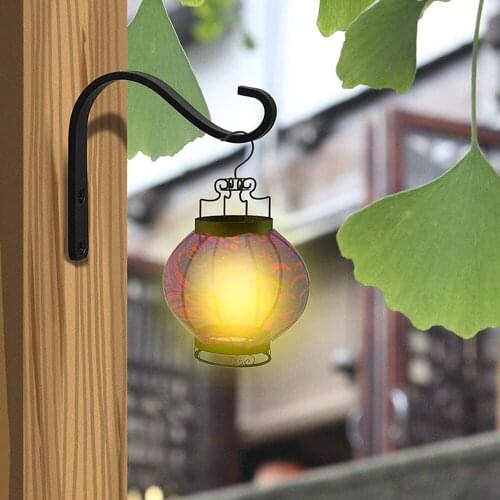 2pcs Garden Hanging Basket Planter Lantern Flower Pot Home Decoration Black Iron Wall Light Hook Bracket Wind Chimes Decoration