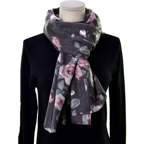 2021 Fashion Newest Warm Floral Printed Pattern Wool Acrylic Scarf 10pcs/lot