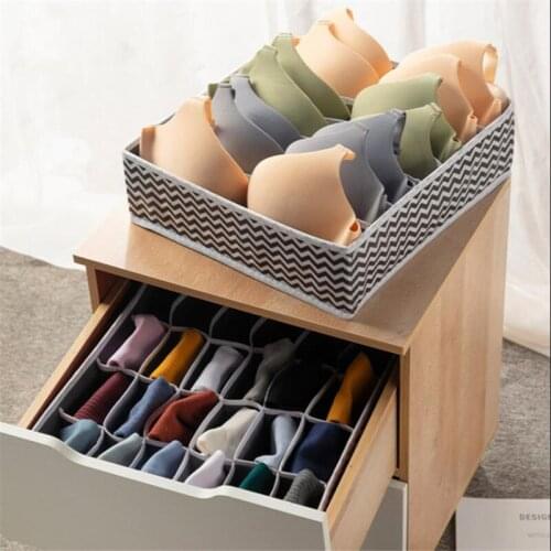 4Pcs Underwear Storage Box Non-woven with Separate Compartment Collapsible Organizer Socks Bra Storage Boxes Home Storage Boxes