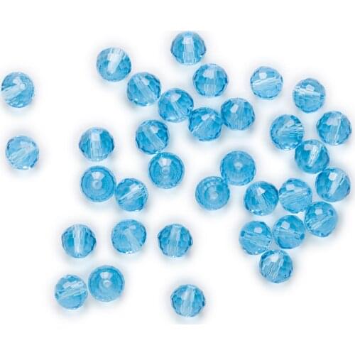 50 Piece Lake Blue Crystal Glass 96 Cut Faceted Spacer Beads For Handmade Bracelet Necklaces DIY Jewelry Making 6-10mm