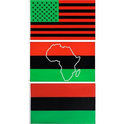 60x90cm/90x150cm Afro American US Flag 2x3ft/3x5ft USA Red Black Green African Outline Banner