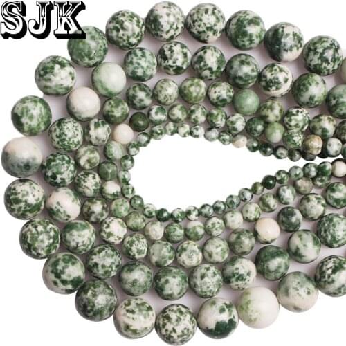 Beads Natural Speckle Stone Green Spot Stone Rould Loose Beads 4 6 8 10 12MM DIY For Bracelet Jewelry Making Jewelry Accessories