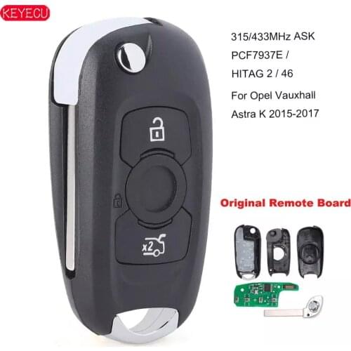 KEYECU Remote Car Key Fob 3 Button 315MHz/433MHz ASK PCF7937E / HITAG 2 / 46 Chip for Opel Vauxhall Astra K 2015 2016 2017