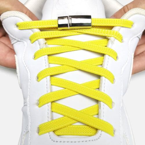 Version Elastic No Tie Shoelaces Metal Magnetic Lock Shoe Laces Kids Adult Sneakers Quick Shoelaces Flat Belt Buckle Shoestrings