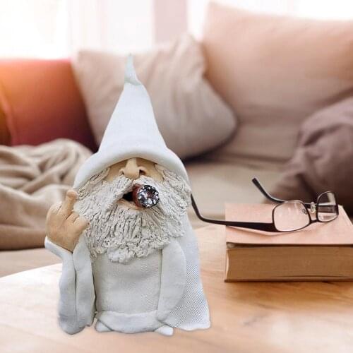 Art Sculpture Smoking Wizard Gnome Naughty Garden Sculpture Dwarf Landscap For Lawn Ornaments Indoor Or Outdoor Decorations