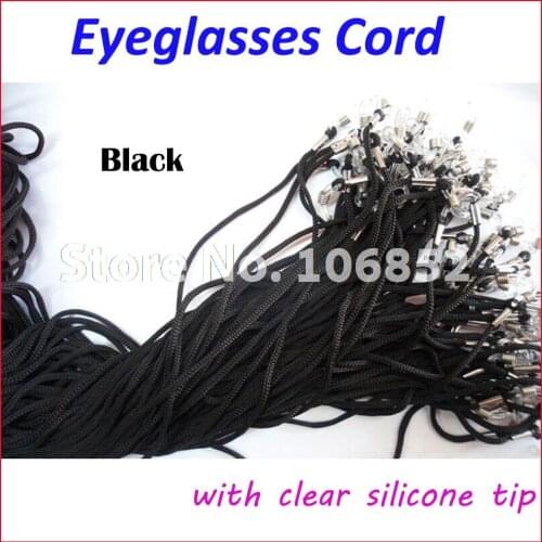 JX001 100pcs Black nylon eyeglasses cord spectacle sunglasses eyewear chain reading glasses holder with clear silicone tip