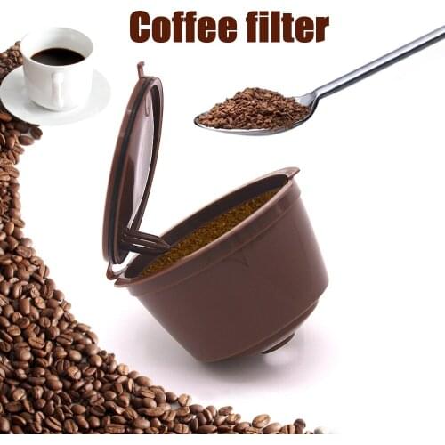 6pcs/set Coffee Filter Cup Reusable Coffee Capsules Filters With Spoon Brush Kitchen Accessories for Dolce Gusto Capsules