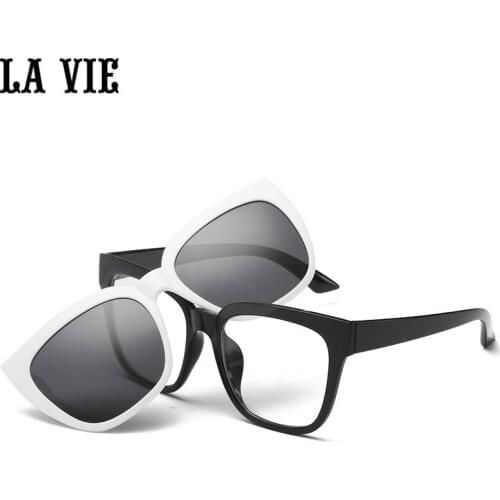 LA VIE Magnet clip on Removable Polarized Sunglasses for Men Eye Glasses Frame Cat Eye for Women Gafas de sol LV1528