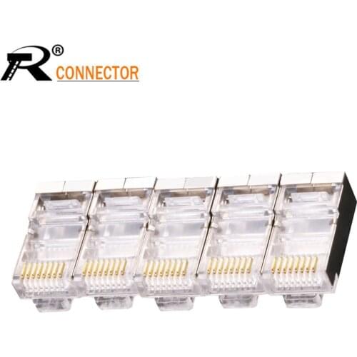 10pcs 8P8C Crystal 8Pin RJ45 Modular Plug Rj-45 Network Cable Connector Adapter for Cat6 Rj45 Ethernet Cable Plugs Heads