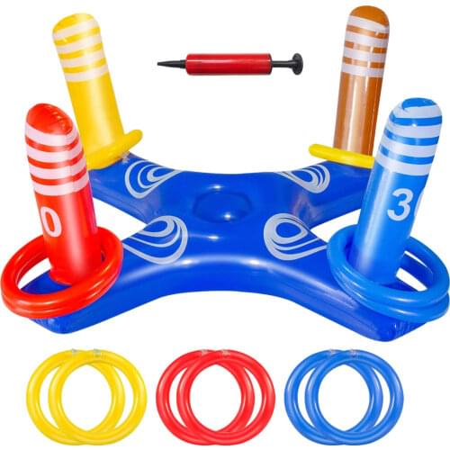 Inflatable Cross Ring Toss Water Toy With 6PCS Floating Rings Cross-Ring Throw Pool Game Multiplayer Summer Floating Pool Toys
