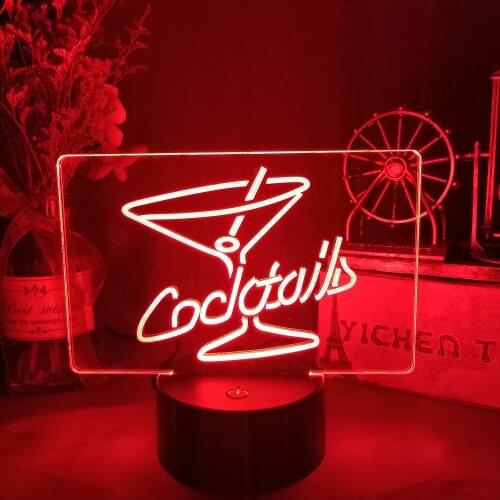 Cocktail LED Night Lamp Acrylic Wineglass Desk Setup Light 7/16 Color Change for Bar Party Home Decor Cool Xmas Birthday Gift