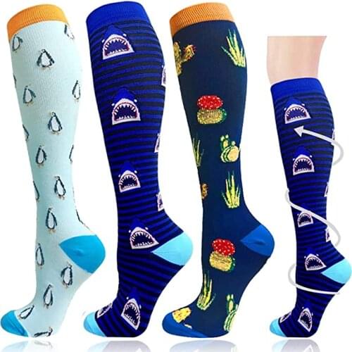 New Compression Socks Varicose Veins Shark Penguin Animal Funny Socks Blood Circulation Pressure Outdoor Chic Men Women Socks
