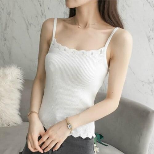 2019 summer new camisole female inside bottoming sweater short paragraph Slim sexy casual top wear