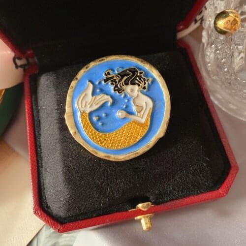 Original design niche joker shark person tears the brooch vintage French contracted drip cartoon corsage pin female