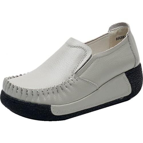 2021 Autumn Womens Shoes Platform Flats Sneakers Female Moccasins Shoes Genuine Leather Ladies Loafers Zapatos De Mujer