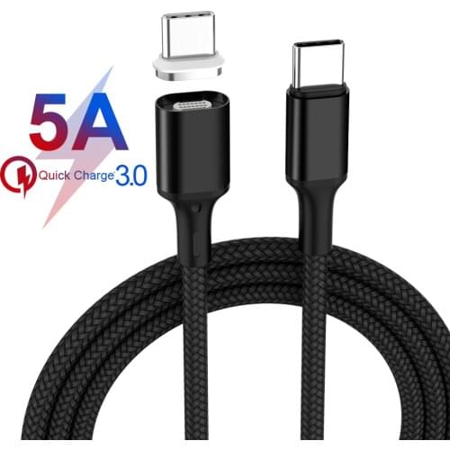 PD Magnet USB C Cable 5A 100W Quick Charging Fast Charger Type-C Cord For Samsung Type C To Type C Magnetic Cabo For Huawei p20