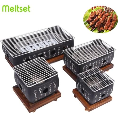 Portable Japanese BBQ Grill Charcoal Barbecue Grills Aluminium Alloy Indoor Outdoor BBQ Grill Pan Barbecue Stove