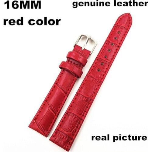 Wholesale - 10PCS/lots High quality 16MM genuine leather Watch band watch strap red color-070704