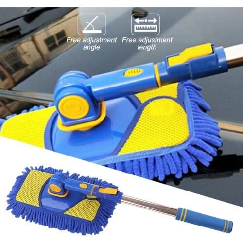 Car Wash Brush Mop Cleaning Mop Chenille Broom Telescoping Long Handle Car Cleaning Tools Rotatable Brush Car Accessories